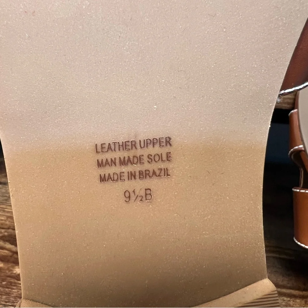 French Sole Alibi Brown Leather Flat Sandals Slip On Open Round Toe Women's 9.5 - Picture 8 of 10